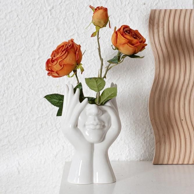 The Conversation Starter Ceramic Face Vase | Elegant Aesthetic Glossy Decor