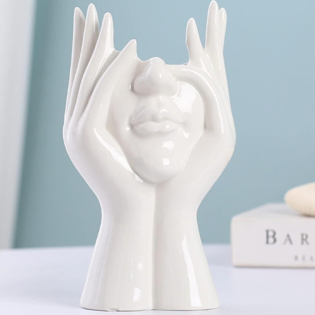The Conversation Starter Ceramic Face Vase | Elegant Aesthetic Glossy Decor