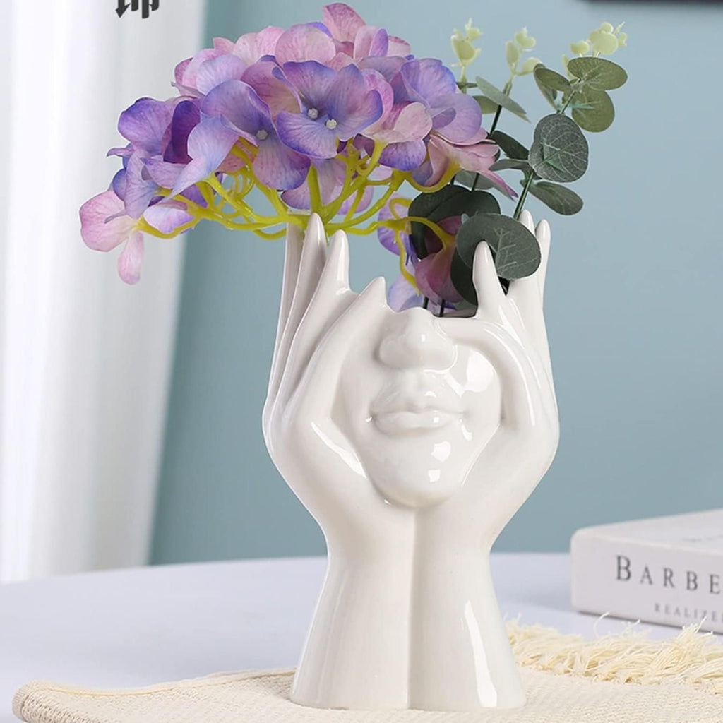 The Conversation Starter Ceramic Face Vase | Elegant Aesthetic Glossy Decor
